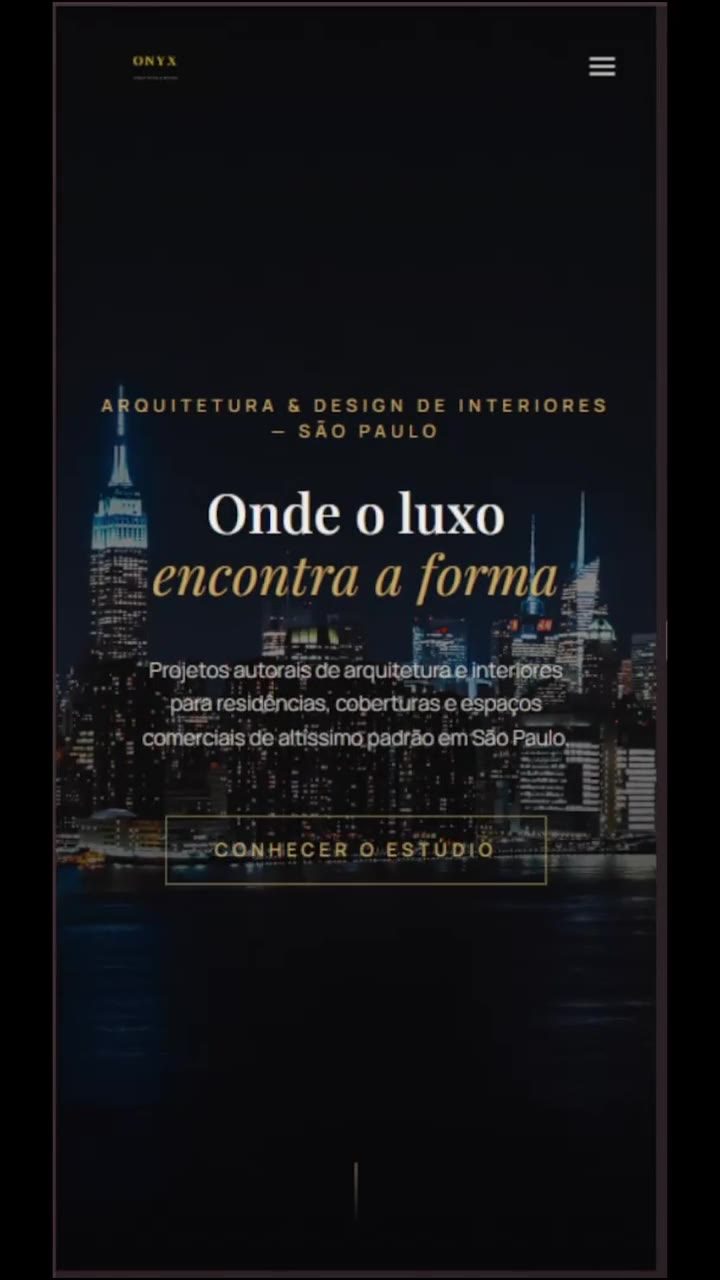 Arquitetura Onyx, projeto conceitual de site institucional
