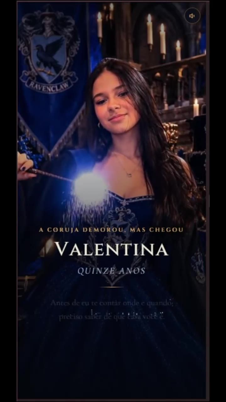 Convite digital de Valentina, 15 anos, projeto conceitual